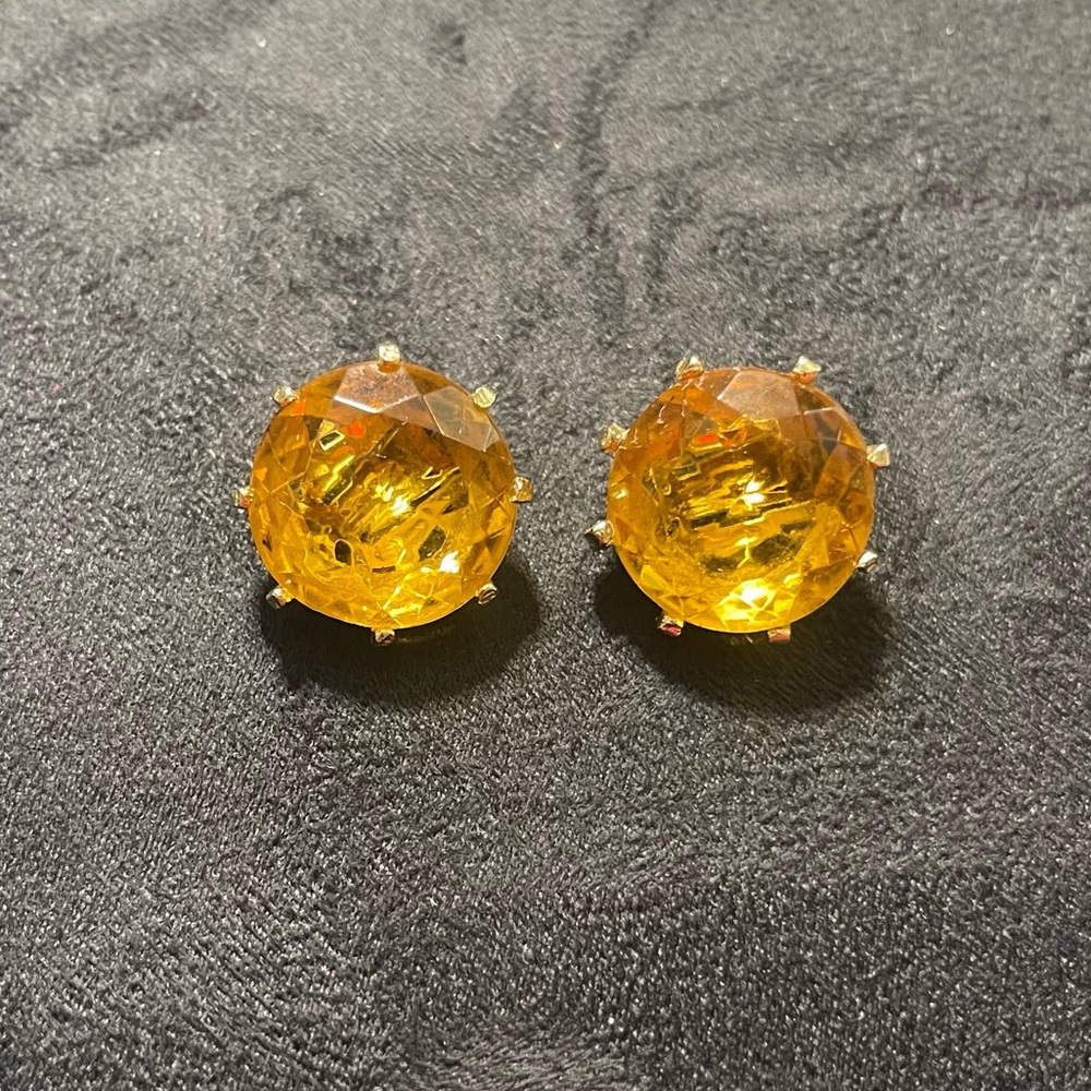 Source Unknown Gold and Yellow Faceted Gemstone Earrings